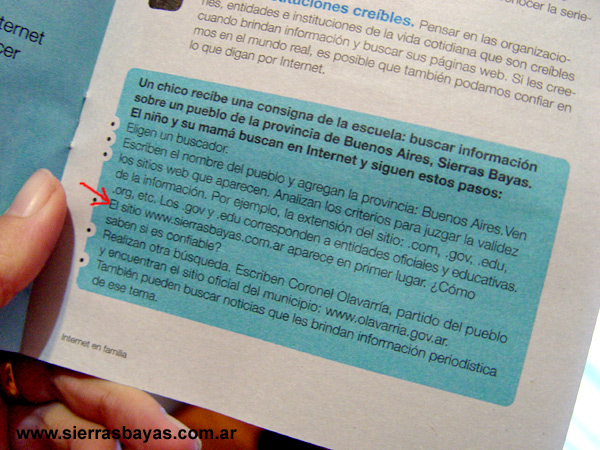 www.sierrasbayas.com.ar citada en diario Clarin